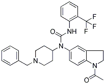 N-(1-ACETYL-2,3-DIHYDRO-(1H)-INDOL-5-YL)-N-(1-BENZYLPIPERIDIN-4-YL)-N'-[2-(TRIFLUOROMETHYL)PHENYL]UREA Struktur