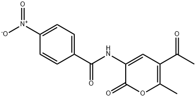 N-(5-ACETYL-6-METHYL-2-OXO-2H-PYRAN-3-YL)-4-NITROBENZENECARBOXAMIDE Struktur