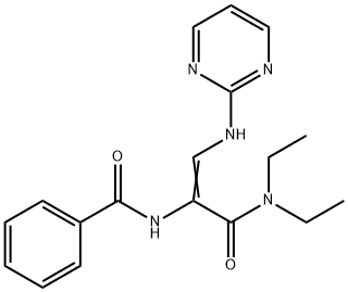 N-[1-[(DIETHYLAMINO)CARBONYL]-2-(2-PYRIMIDINYLAMINO)VINYL]BENZENECARBOXAMIDE Struktur