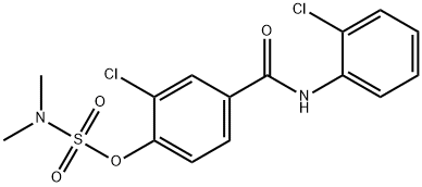 2-CHLORO-4-[(2-CHLOROANILINO)CARBONYL]PHENYL-N,N-DIMETHYLSULFAMATE Struktur