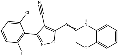 3-(2-CHLORO-6-FLUOROPHENYL)-5-[2-(2-METHOXYANILINO)VINYL]-4-ISOXAZOLECARBONITRILE Struktur