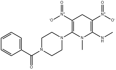 (4-[1-METHYL-6-(METHYLAMINO)-3,5-DINITRO-1,4-DIHYDRO-2-PYRIDINYL]PIPERAZINO)(PHENYL)METHANONE Struktur