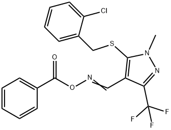 4-([(BENZOYLOXY)IMINO]METHYL)-5-[(2-CHLOROBENZYL)SULFANYL]-1-METHYL-3-(TRIFLUOROMETHYL)-1H-PYRAZOLE Struktur