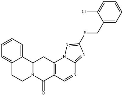 2-[(2-CHLOROBENZYL)SULFANYL]-8,9,13B,14-TETRAHYDRO-6H-[1,2,4]TRIAZOLO[5'',1'':2',3']PYRIMIDO[4',5':4,5]PYRIDO[2,1-A]ISOQUINOLIN-6-ONE Struktur