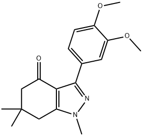 3-(3,4-DIMETHOXYPHENYL)-1,6,6-TRIMETHYL-5,6,7-TRIHYDRO1H-INDAZOL-4-ONE Struktur