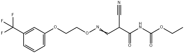 ETHYL N-[2-CYANO-3-((2-[3-(TRIFLUOROMETHYL)PHENOXY]ETHOXY)IMINO)PROPANOYL]CARBAMATE Struktur