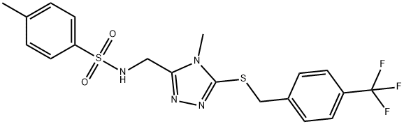 4-METHYL-N-[(4-METHYL-5-([4-(TRIFLUOROMETHYL)BENZYL]SULFANYL)-4H-1,2,4-TRIAZOL-3-YL)METHYL]BENZENESULFONAMIDE Struktur