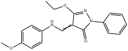 5-ETHOXY-4-[(4-METHOXYANILINO)METHYLENE]-2-PHENYL-2,4-DIHYDRO-3H-PYRAZOL-3-ONE Struktur