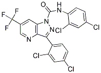 N,3-BIS(2,4-DICHLOROPHENYL)-6-(TRIFLUOROMETHYL)-1H-PYRAZOLO[4,3-B]PYRIDINE-1-CARBOXAMIDE Struktur