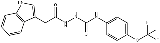 2-INDOL-3-YL-N-(((4-(TRIFLUOROMETHOXY)PHENYL)AMINO)CARBONYLAMINO)ETHANAMIDE Struktur