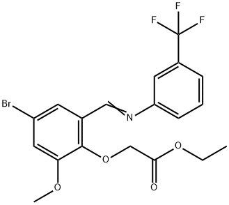 ETHYL 2-[4-BROMO-2-METHOXY-6-(([3-(TRIFLUOROMETHYL)PHENYL]IMINO)METHYL)PHENOXY]ACETATE Struktur