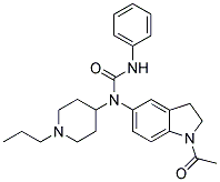 N-(1-ACETYL-2,3-DIHYDRO-(1H)-INDOL-5-YL)-N'-PHENYL-N-(1-PROPYLPIPERIDIN-4-YL)UREA Struktur