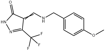 4-([(4-METHOXYBENZYL)AMINO]METHYLENE)-5-(TRIFLUOROMETHYL)-2,4-DIHYDRO-3H-PYRAZOL-3-ONE Struktur