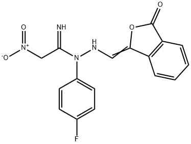 N''-(4-FLUOROPHENYL)-2-NITRO-N'-([3-OXO-2-BENZOFURAN-1(3H)-YLIDEN]METHYL)ETHANIMIDOHYDRAZIDE Struktur