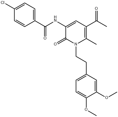 N-[5-ACETYL-1-(3,4-DIMETHOXYPHENETHYL)-6-METHYL-2-OXO-1,2-DIHYDRO-3-PYRIDINYL]-4-CHLOROBENZENECARBOXAMIDE Struktur