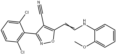 3-(2,6-DICHLOROPHENYL)-5-[2-(2-METHOXYANILINO)VINYL]-4-ISOXAZOLECARBONITRILE Struktur