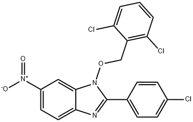 2-(4-CHLOROPHENYL)-1-[(2,6-DICHLOROBENZYL)OXY]-6-NITRO-1H-1,3-BENZIMIDAZOLE Struktur