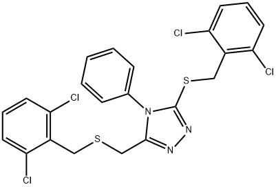 2,6-DICHLOROBENZYL 5-([(2,6-DICHLOROBENZYL)SULFANYL]METHYL)-4-PHENYL-4H-1,2,4-TRIAZOL-3-YL SULFIDE Struktur