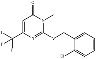 2-[(2-CHLOROBENZYL)SULFANYL]-3-METHYL-6-(TRIFLUOROMETHYL)-4(3H)-PYRIMIDINONE Struktur