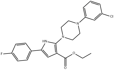 ETHYL 2-[4-(3-CHLOROPHENYL)PIPERAZINO]-5-(4-FLUOROPHENYL)-1H-PYRROLE-3-CARBOXYLATE Struktur