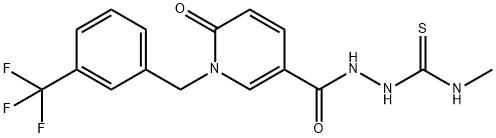 N-METHYL-2-((6-OXO-1-[3-(TRIFLUOROMETHYL)BENZYL]-1,6-DIHYDRO-3-PYRIDINYL)CARBONYL)-1-HYDRAZINECARBOTHIOAMIDE Struktur