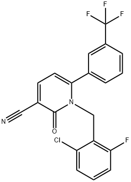 1-(2-CHLORO-6-FLUOROBENZYL)-2-OXO-6-[3-(TRIFLUOROMETHYL)PHENYL]-1,2-DIHYDRO-3-PYRIDINECARBONITRILE Struktur