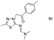 2-([(DIMETHYLAMINO)METHYLIDENE]AMINO)-5-METHYL-3-[2-(4-METHYLPHENYL)-2-OXOETHYL]-1,3,4-THIADIAZOL-3-IUM BROMIDE Struktur