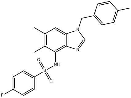 N-[5,6-DIMETHYL-1-(4-METHYLBENZYL)-1H-1,3-BENZIMIDAZOL-4-YL]-4-FLUOROBENZENESULFONAMIDE Struktur