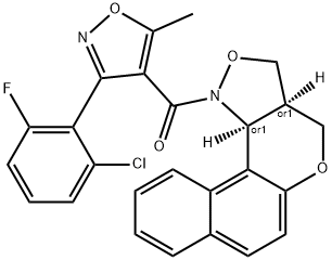 3A,11C-DIHYDRO-3H-BENZO[5,6]CHROMENO[4,3-C]ISOXAZOL-1(4H)-YL[3-(2-CHLORO-6-FLUOROPHENYL)-5-METHYL-4-ISOXAZOLYL]METHANONE Struktur