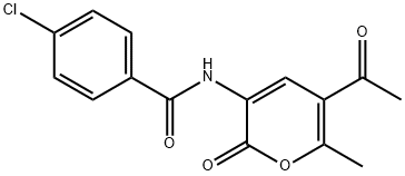 N-(5-ACETYL-6-METHYL-2-OXO-2H-PYRAN-3-YL)-4-CHLOROBENZENECARBOXAMIDE Struktur