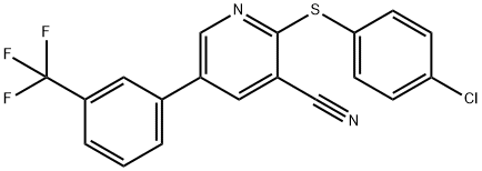 2-[(4-CHLOROPHENYL)SULFANYL]-5-[3-(TRIFLUOROMETHYL)PHENYL]NICOTINONITRILE Struktur