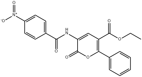 ETHYL 3-[(4-NITROBENZOYL)AMINO]-2-OXO-6-PHENYL-2H-PYRAN-5-CARBOXYLATE Struktur