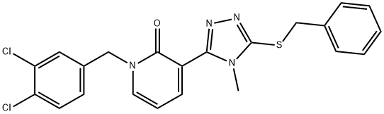 3-[5-(BENZYLSULFANYL)-4-METHYL-4H-1,2,4-TRIAZOL-3-YL]-1-(3,4-DICHLOROBENZYL)-2(1H)-PYRIDINONE Struktur