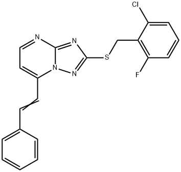 2-CHLORO-6-FLUOROBENZYL 7-STYRYL[1,2,4]TRIAZOLO[1,5-A]PYRIMIDIN-2-YL SULFIDE Struktur