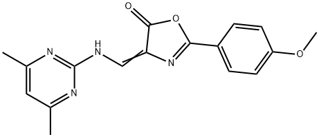 4-([(4,6-DIMETHYL-2-PYRIMIDINYL)AMINO]METHYLENE)-2-(4-METHOXYPHENYL)-1,3-OXAZOL-5(4H)-ONE Struktur