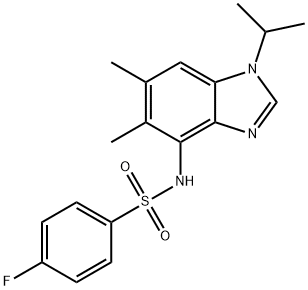 4-FLUORO-N-(1-ISOPROPYL-5,6-DIMETHYL-1H-1,3-BENZIMIDAZOL-4-YL)BENZENESULFONAMIDE Struktur