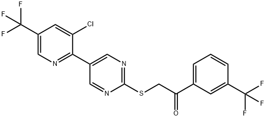 2-((5-[3-CHLORO-5-(TRIFLUOROMETHYL)-2-PYRIDINYL]-2-PYRIMIDINYL)SULFANYL)-1-[3-(TRIFLUOROMETHYL)PHENYL]-1-ETHANONE Struktur