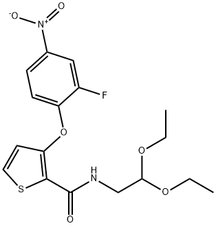 N-(2,2-DIETHOXYETHYL)-3-(2-FLUORO-4-NITROPHENOXY)-2-THIOPHENECARBOXAMIDE Struktur