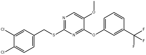 2-[(3,4-DICHLOROBENZYL)SULFANYL]-5-METHOXY-4-PYRIMIDINYL 3-(TRIFLUOROMETHYL)PHENYL ETHER Struktur