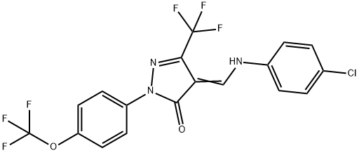 4-[(4-CHLOROANILINO)METHYLENE]-2-[4-(TRIFLUOROMETHOXY)PHENYL]-5-(TRIFLUOROMETHYL)-2,4-DIHYDRO-3H-PYRAZOL-3-ONE Struktur