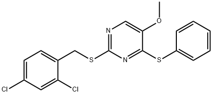 2-[(2,4-DICHLOROBENZYL)SULFANYL]-4-(PHENYLSULFANYL)-5-PYRIMIDINYL METHYL ETHER Struktur