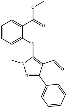 METHYL 2-[(4-FORMYL-1-METHYL-3-PHENYL-1H-PYRAZOL-5-YL)SULFANYL]BENZENECARBOXYLATE Struktur