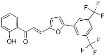 3-(5-[3,5-DI(TRIFLUOROMETHYL)PHENYL]-2-FURYL)-1-(2-HYDROXYPHENYL)PROP-2-EN-1-ONE Struktur