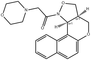 1-[3A,11C-DIHYDRO-3H-BENZO[5,6]CHROMENO[4,3-C]ISOXAZOL-1(4H)-YL]-2-MORPHOLINO-1-ETHANONE Struktur