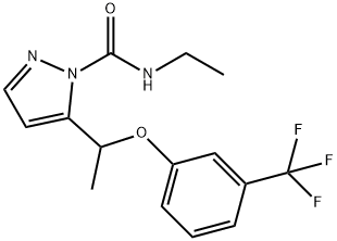 N-ETHYL-5-(1-[3-(TRIFLUOROMETHYL)PHENOXY]ETHYL)-1H-PYRAZOLE-1-CARBOXAMIDE Struktur