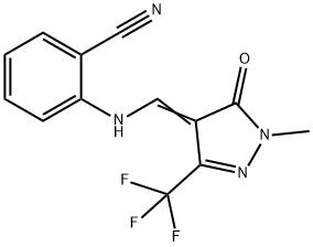 2-(([1-METHYL-5-OXO-3-(TRIFLUOROMETHYL)-1,5-DIHYDRO-4H-PYRAZOL-4-YLIDEN]METHYL)AMINO)BENZENECARBONITRILE Struktur