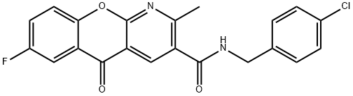 N-(4-CHLOROBENZYL)-7-FLUORO-2-METHYL-5-OXO-5H-CHROMENO[2,3-B]PYRIDINE-3-CARBOXAMIDE Struktur