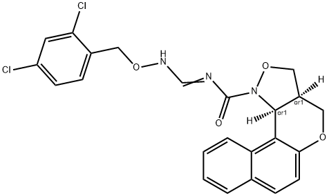 N-(([(2,4-DICHLOROBENZYL)OXY]AMINO)METHYLENE)-3A,11C-DIHYDRO-3H-BENZO[5,6]CHROMENO[4,3-C]ISOXAZOLE-1(4H)-CARBOXAMIDE Struktur