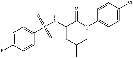 N-(4-CHLOROPHENYL)-2-([(4-FLUOROPHENYL)SULFONYL]AMINO)-4-METHYLPENTANAMIDE Struktur