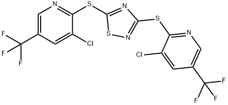 3-CHLORO-2-[(3-([3-CHLORO-5-(TRIFLUOROMETHYL)-2-PYRIDINYL]SULFANYL)-1,2,4-THIADIAZOL-5-YL)SULFANYL]-5-(TRIFLUOROMETHYL)PYRIDINE Struktur